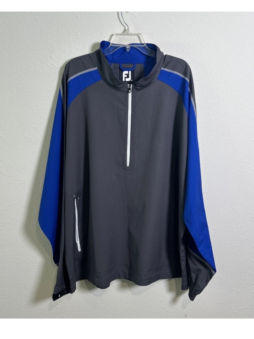 FootJoy Gray Blue 1/2 Zip Lightweight Golf Pullover Men’s 3XL Zip Pockets